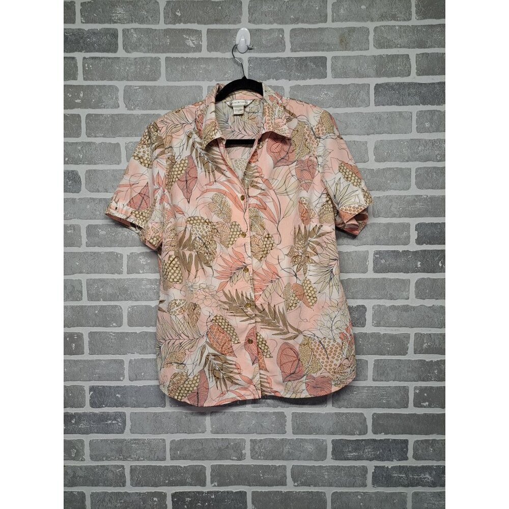 Allison Daley Floral Tropical Print Padded Womens‎ Button Down Shirt Size 14